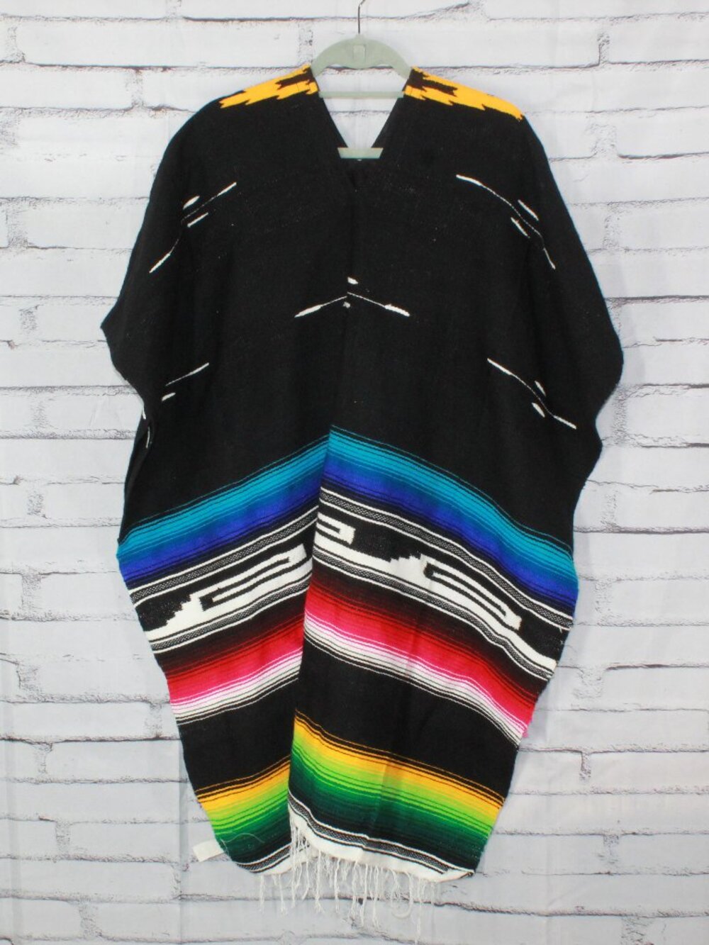 Vintage Molina Indian Unisex Blanket Multicolor Serape Poncho Mexico One Size